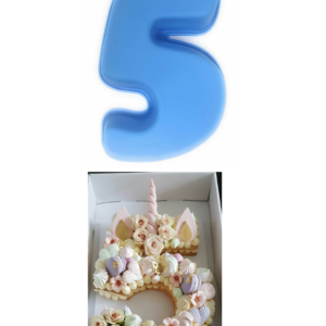 Blue Large Food Grade Silicone Number 5 Cake Baking Biscuits Tin Mould Birthday UK