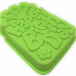 Green Large Oven Proof Non Stick Happy Birthday Silicone Cake Baking Mould