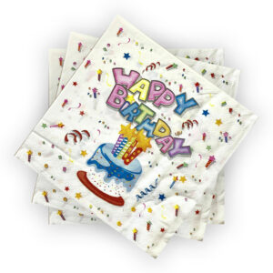 Happy Birthday Confetti White Disposable 2 Ply Paper Napkins Serviettes Occasion Party Tableware 1