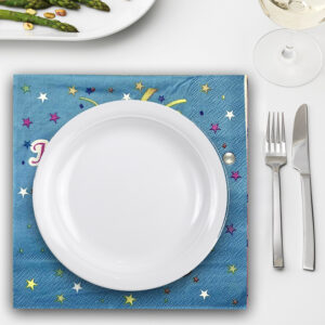 Happy Birthday Star Cake Blue Disposable 2 Ply Paper Napkins Serviettes Occasion Party Tableware 5