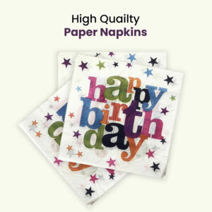 Happy Birthday Star White Disposable 2 Ply Paper Napkins Serviettes Occasion Party Tableware 6