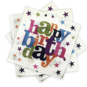 Happy Birthday Star White Disposable 2 Ply Paper Napkins Serviettes Occasion Party Tableware 7