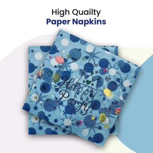 Happy Party Crown Blue Disposable 2 Ply Paper Napkins Serviettes Occasion Party Tableware 2