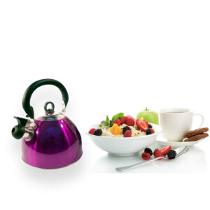 Metallic Purple 2.5L Stainless Steel Whistling Kettle kitchen Home Camping Gas Hob Chrome1
