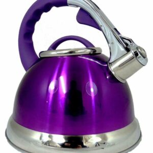 Metallic Purple 3.5L Stainless Steel Whistling Kettle kitchen Home Camping Gas Hob Chrome