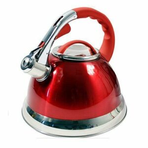 Metallic Red 3.5L Stainless Steel Whistling Kettle kitchen Home Camping Gas Hob Chrome