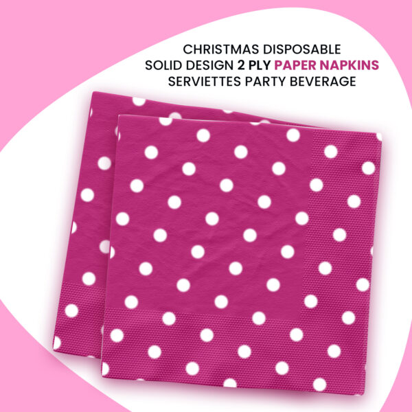 Pink AEX Big Polka Dot 2ply Dinner Party Paper Napkins Serviettes Tableware 