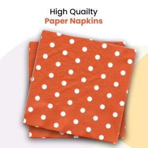 Polka Dot Orange Disposable 2 Ply Paper Napkins Serviettes Party Tableware 2