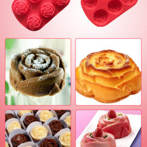 Red Flower Shape Silicone Non Stick Chocolate Ice Baking Tray Mould 1