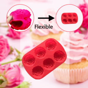 Red Flower Shape Silicone Non Stick Chocolate Ice Baking Tray Mould 2