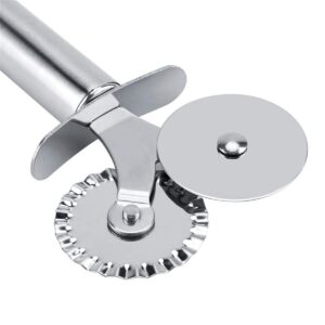 Stainless Steel Dual Wheel Pizza Pastry Cutter Durable Sharp Bladed UK 19cm 1