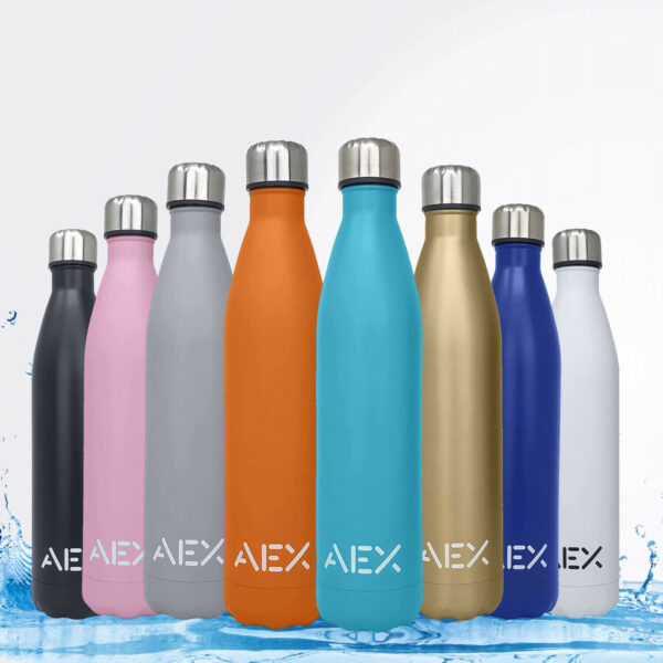 Stainless Steel Water Bottle Insulated Metal Sport & Gym Drinks Flask 500/1000ml 