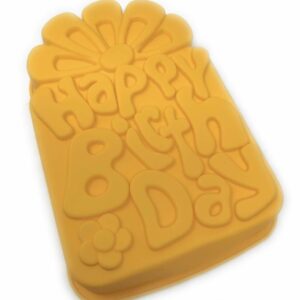 Yellow Large Oven Proof Non Stick Happy Birthday Silicone Cake Baking Mould