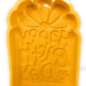 Yellow Large Oven Proof Non Stick Happy Birthday Silicone Cake Baking Mould2
