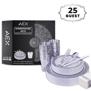 175X Silver Disposable Dinnerware Set