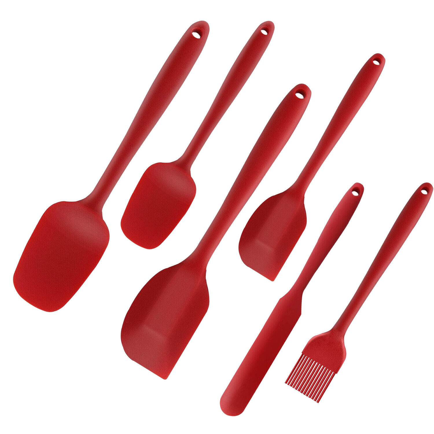 BINHAI Silicone Spatula Set - Red 6 Piece Non - Stick Rubber Spatula with  Stainless Steel Core - Heat-Resistant Spatula Kitchen Utensils Set for  Cooking, Baking and Mixing 