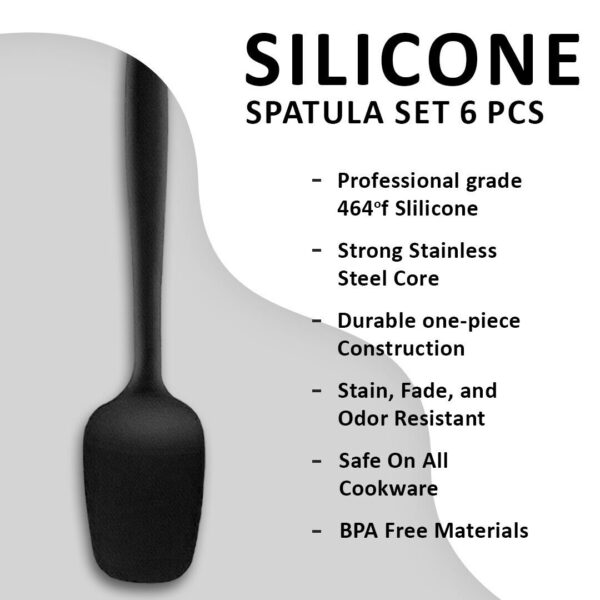 Set of 6 Pieces Gray Silicone Spatula Set Heat Resistant BPA Free