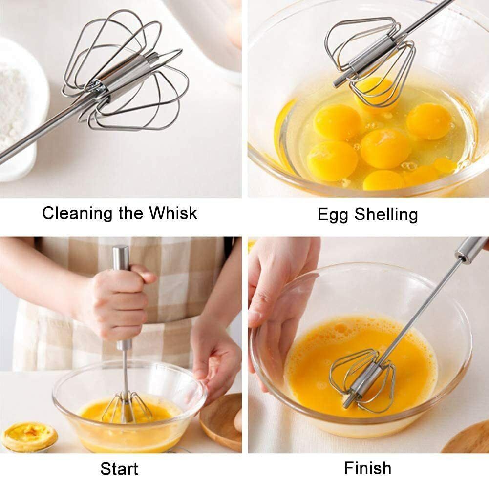 Stainless Steel Rotary Hand Whip Whisk, Egg Beater Mixer, Cooking Tool,  Kitchen Gadget, Classic Hand Crank Style Egg Beater(White)