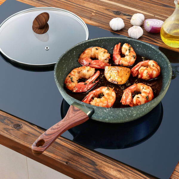 28cm Nonstick Frying Pan With Lid – Heavy-Duty Induction Safe