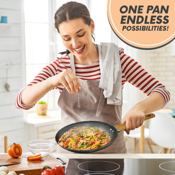 24cm Non Stick Fry Pan – Granite Finish, Oven-Safe, Ergonomic Handle