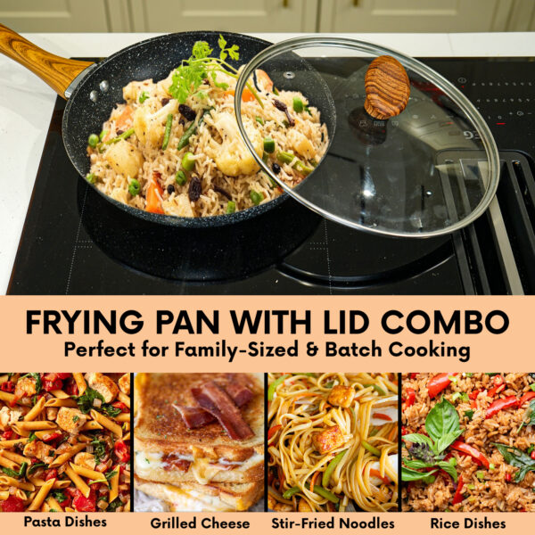 Set of 2 Non-Stick Frying Pans with Lids – 24cm & 28cm Cookware