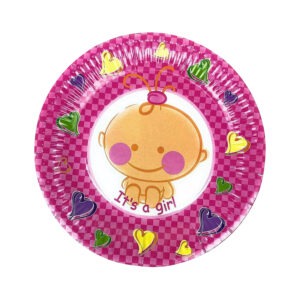Paper Plates Pink – 23cm “It’s A Girl” Disposable Baby Plates