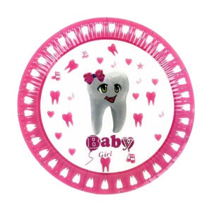Pink Party Plates – 23cm “İlk Dişim” Disposable Baby Plates
