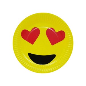Heart Paper Plates – 23cm Heart Eyes Emoji Birthday Plates