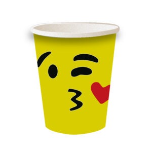 Wink Face Kiss Emoji Paper Cup – Yellow Disposable Ice Cream Cups