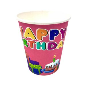 Paper Cups Pink – 7oz Happy Birthday Party Disposable Cups