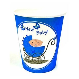 Blue Party Cups Bulk – 30X 7oz New Baby Paper Cups