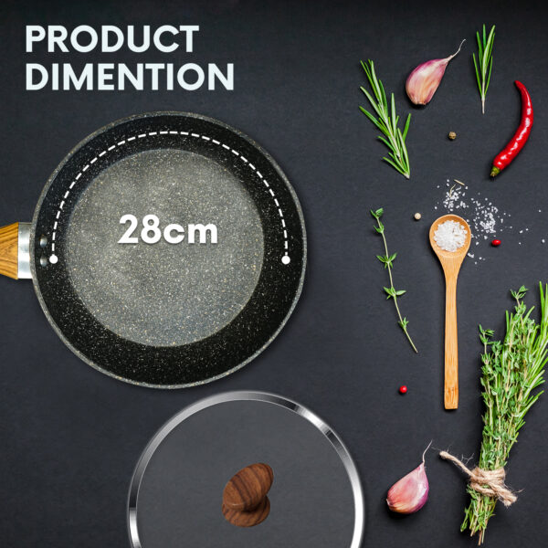 28cm Nonstick Frying Pan With Lid – Heavy-Duty Induction Safe