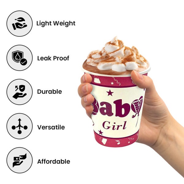 Pink Disposable Cups – 30X 7oz It’s A Baby Girl Paper Cups
