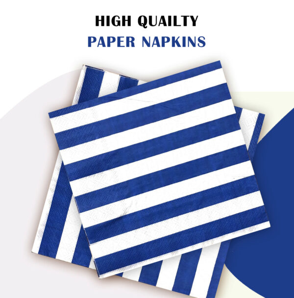 20X Stripes Blue Paper Napkins 2 Ply Disposable Party Serviettes