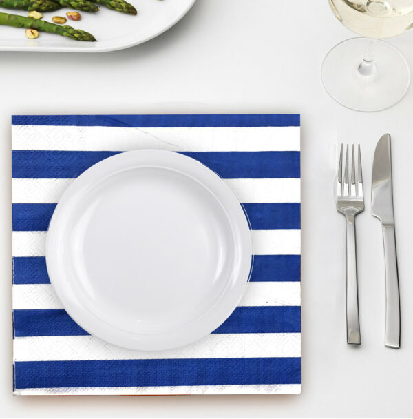 20X Stripes Blue Paper Napkins 2 Ply Disposable Party Serviettes
