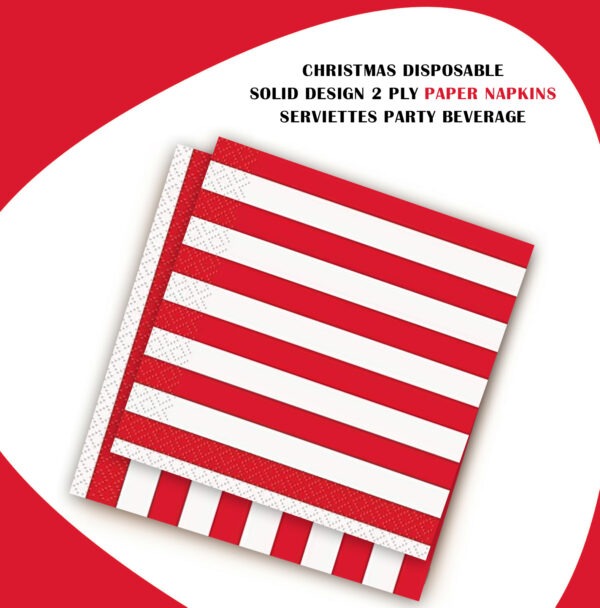 20X Stripes Red Paper Napkins 2 Ply Disposable Party Serviettes
