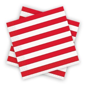 20X Stripes Red Paper Napkins 2 Ply Disposable Party Serviettes