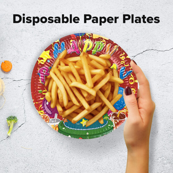 23cm Red Happy Birthday Cake Paper Plates – Disposable Partyware