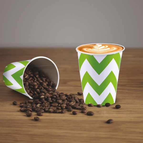 Green Paper Cups – 30 Pack 7oz Zigzag Disposable Cups