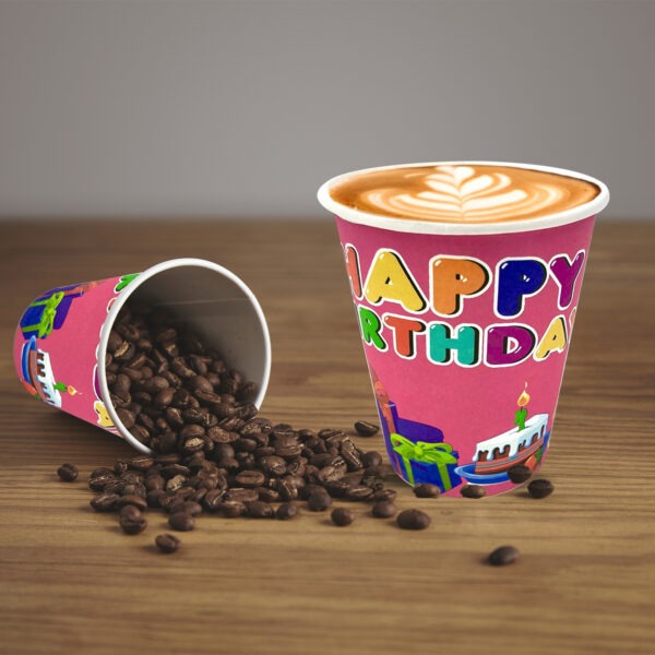 Paper Cups Pink – 7oz Happy Birthday Party Disposable Cups