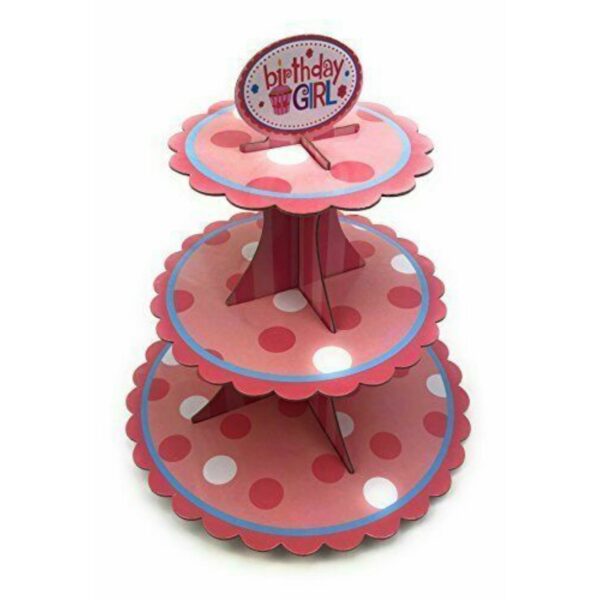 Cupcakes with Stand – 3 Tier Pink Dot Cardboard Display