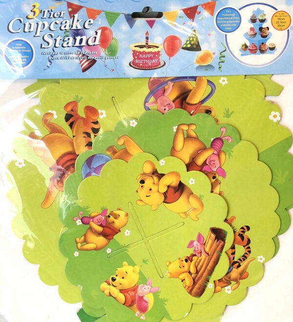 3 Tier Winnie the Pooh Cupcake Stands – Cardboard Party Dessert Holder