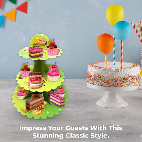 3 Tier Winnie the Pooh Cupcake Stands – Cardboard Party Dessert Holder