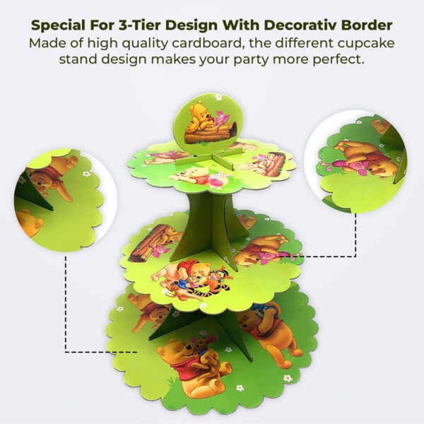 3 Tier Winnie the Pooh Cupcake Stands – Cardboard Party Dessert Holder