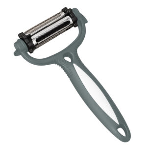 Grey Veg Peeler – 3-in-1 Rotating Stainless Steel Blade Kitchen Tool