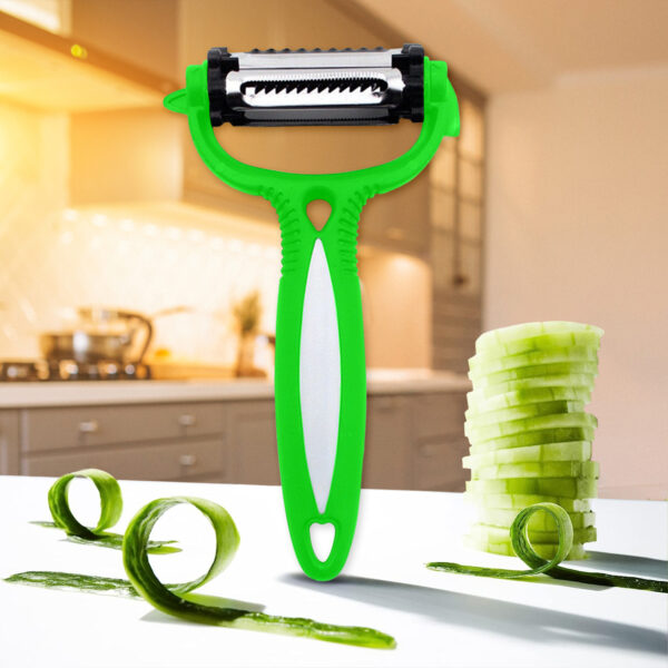 Neon Green 3-in-1 Vegetable Peeler – Rotating Multi-Blade Kitchen Tool
