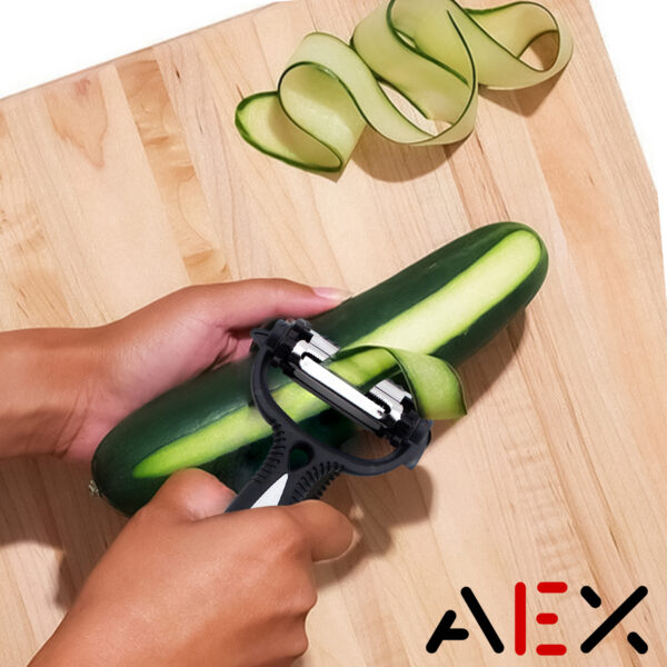 Black 3-in-1 Roto Potato Peeler – Multi-Function Sharp Stainless Steel Blades