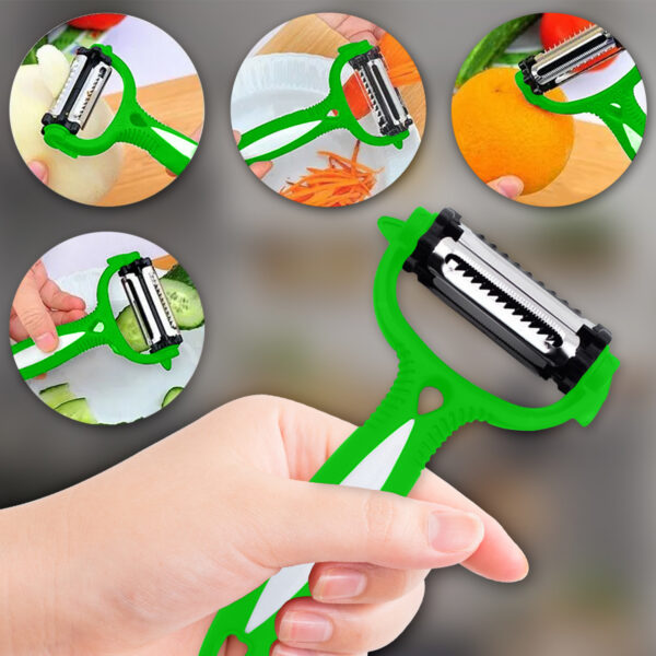 Neon Green 3-in-1 Vegetable Peeler – Rotating Multi-Blade Kitchen Tool