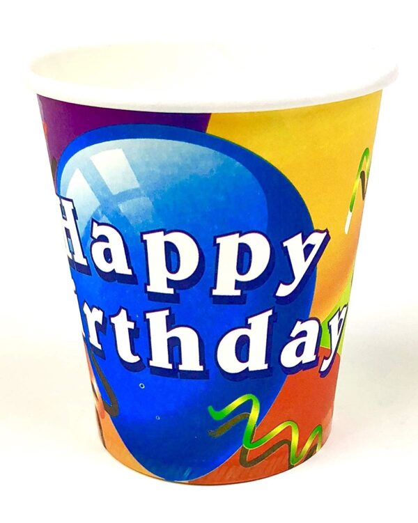 Birthday Paper Cups – 30 Pack Happy Birthday Balloon Design