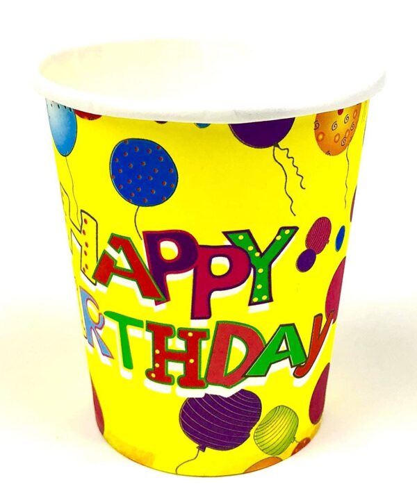 Yellow Paper Cup – 7oz Happy Birthday Disposable Party Cups